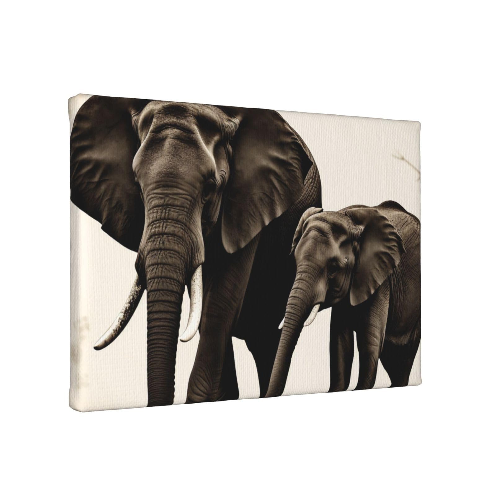 YKLJG old elephant and young elephant Printed Wall Art Canvas Painting 30x20 CM Wooden Framed Picture Painting Artwork Prints for Bedroom Kitchen Home Office Decor
