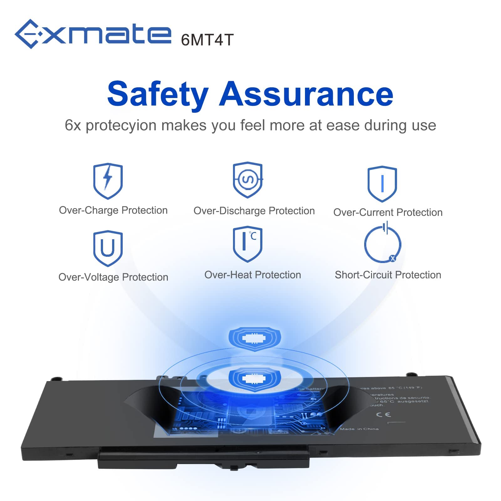 Exmate 6MT4T 7V69Y TXF9M 79VRK Batterie pour Dell Latitude E5470 E5550 E5570 [7.6V 62Wh]