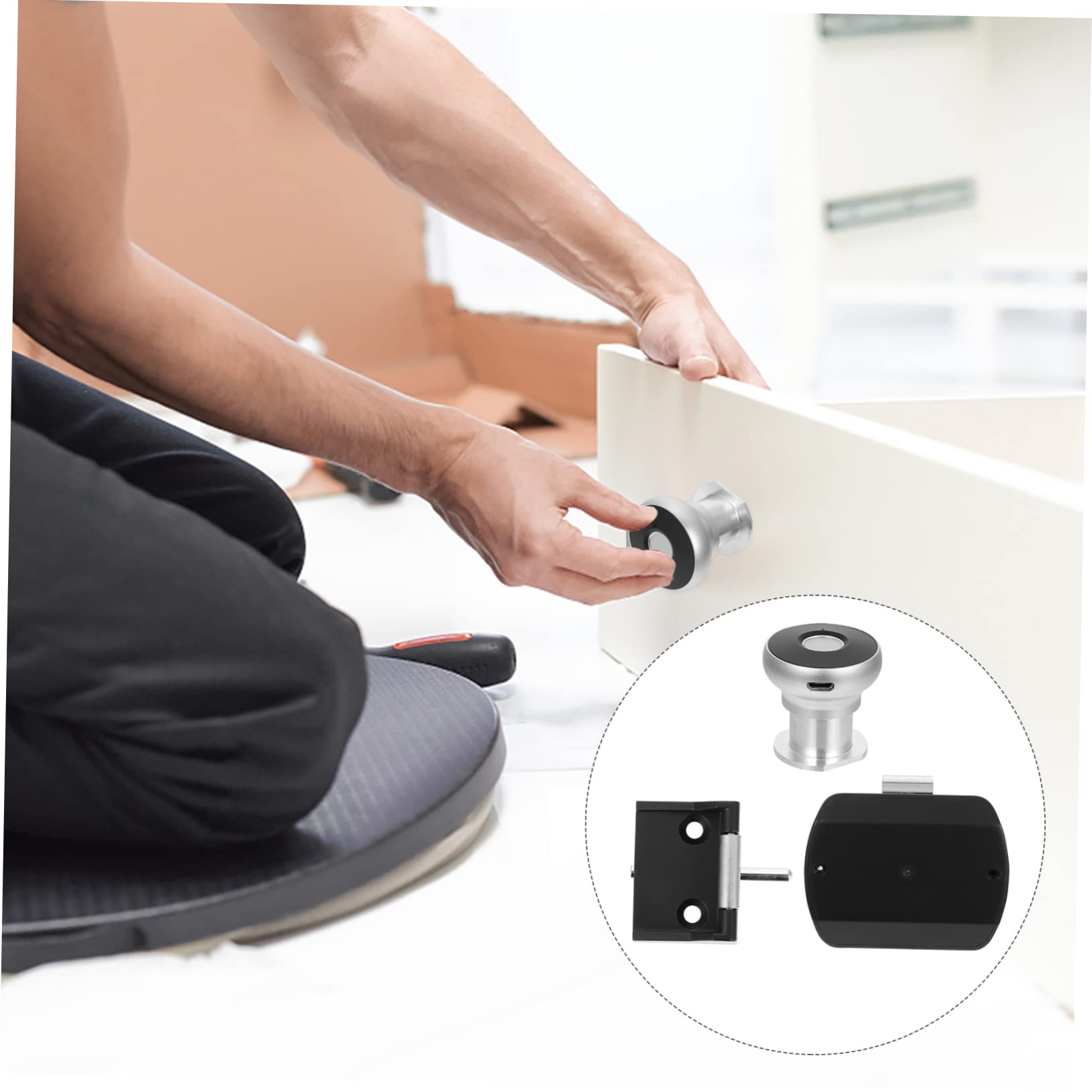 Hemobllo Cerradura Electrónica con Huella Dactilar para Cajón, Carga USB y Fácil Instalación