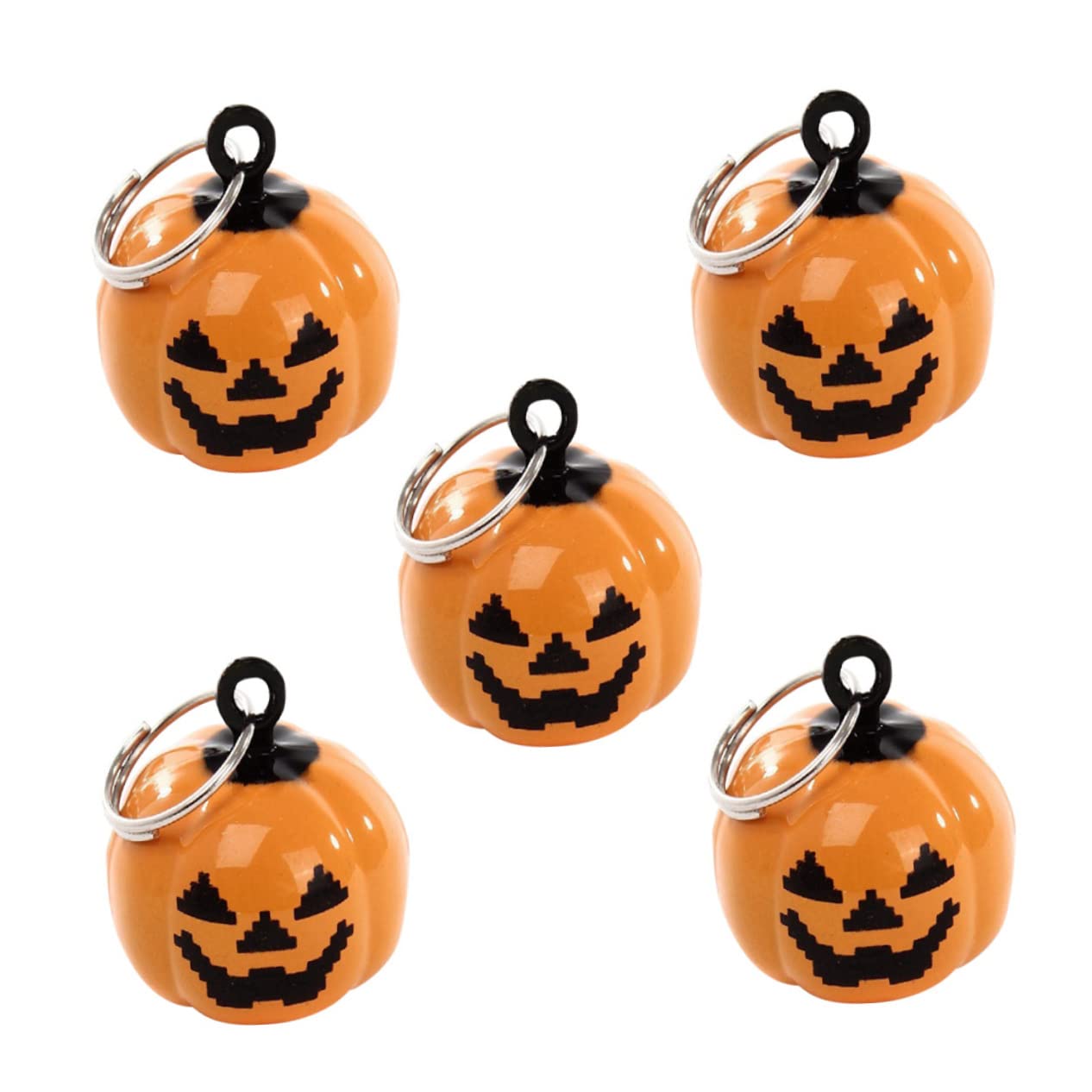 MERRYHAPY 10pcs Pumpkin Shape Pet Bells Pet Bell Pumpkin Halloween Ornaments for Tree Dogs Pumpkin Bell Cat Collar Charms Dog and Cat Charms Mini Key Ring Copper Pet Bells Skull Accessories