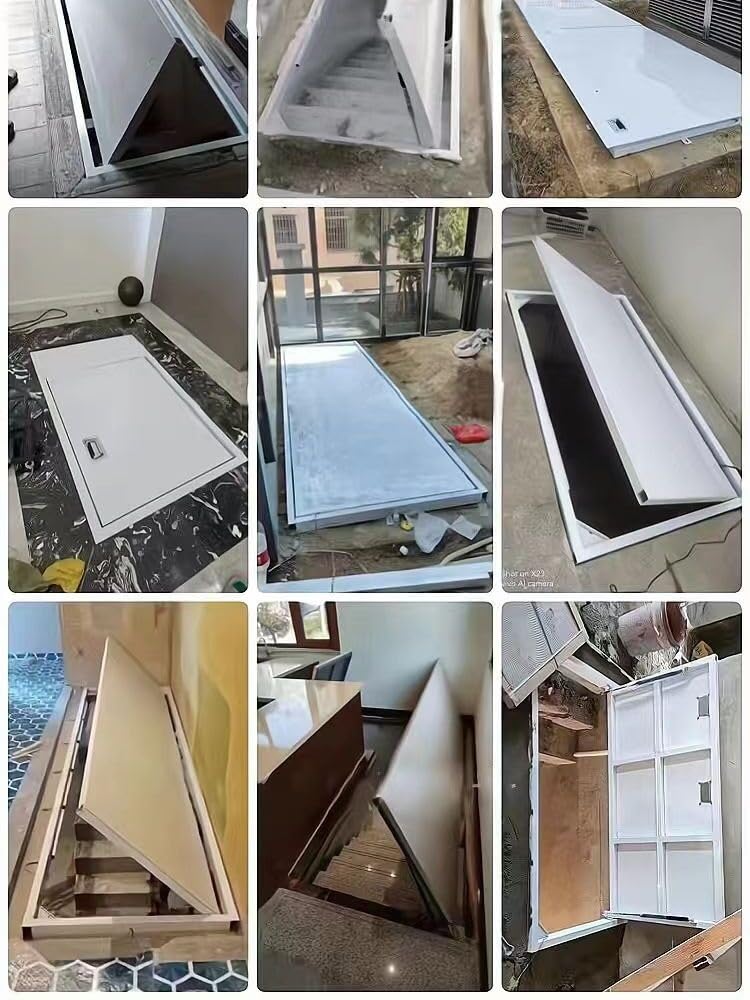 Trappe de plancher encastrée sans couture pour porte d'entrée hydraulique de sous-sol (L 142,2 x 50,8 cm, 6,248 cm en option)