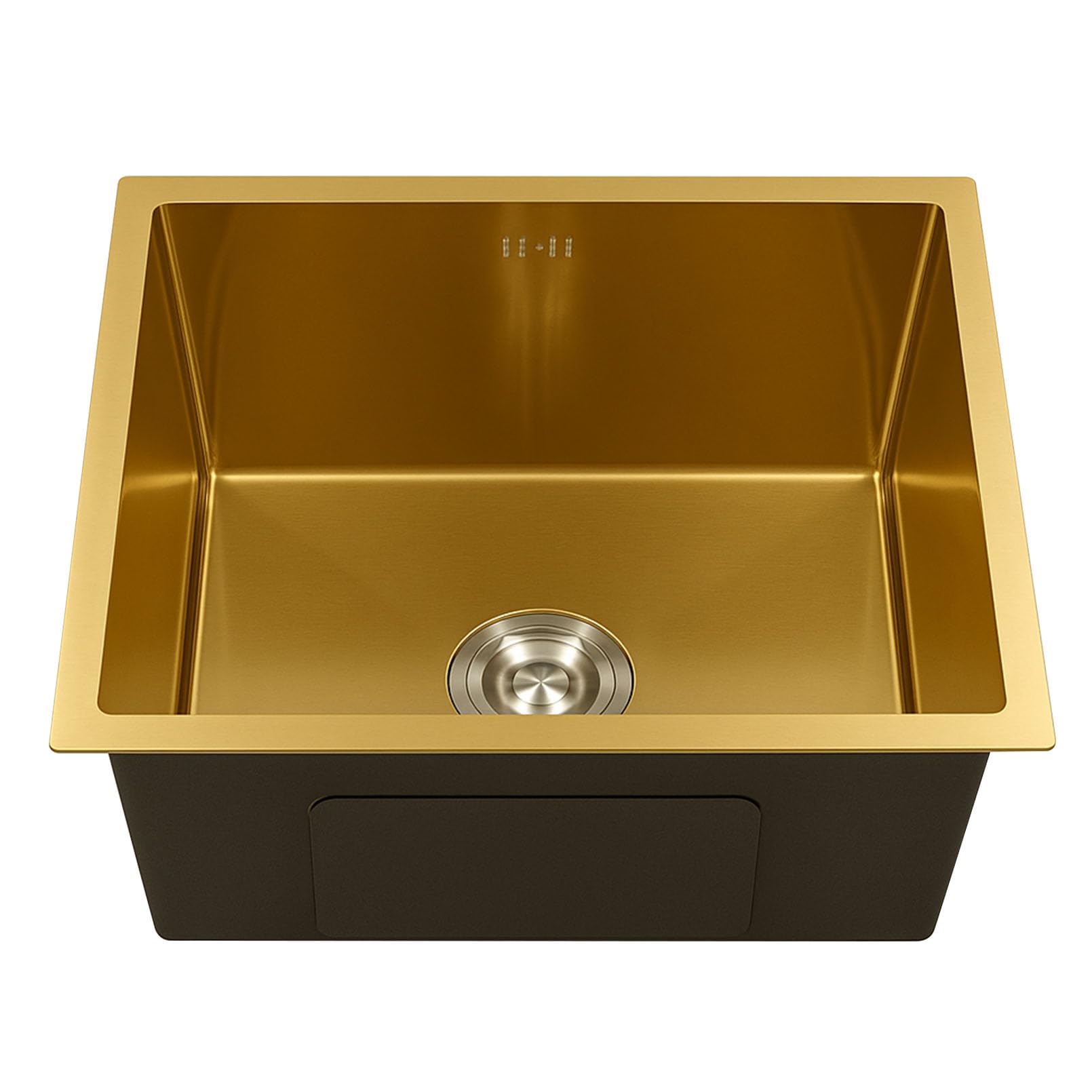 ZQFHSX Gold Stainless Steel Undermount Kitchen Sink - 22cm Deep Drop-in Farmhouse Basin with Drainer Fittings for Utility Room Bar and Campervan Use