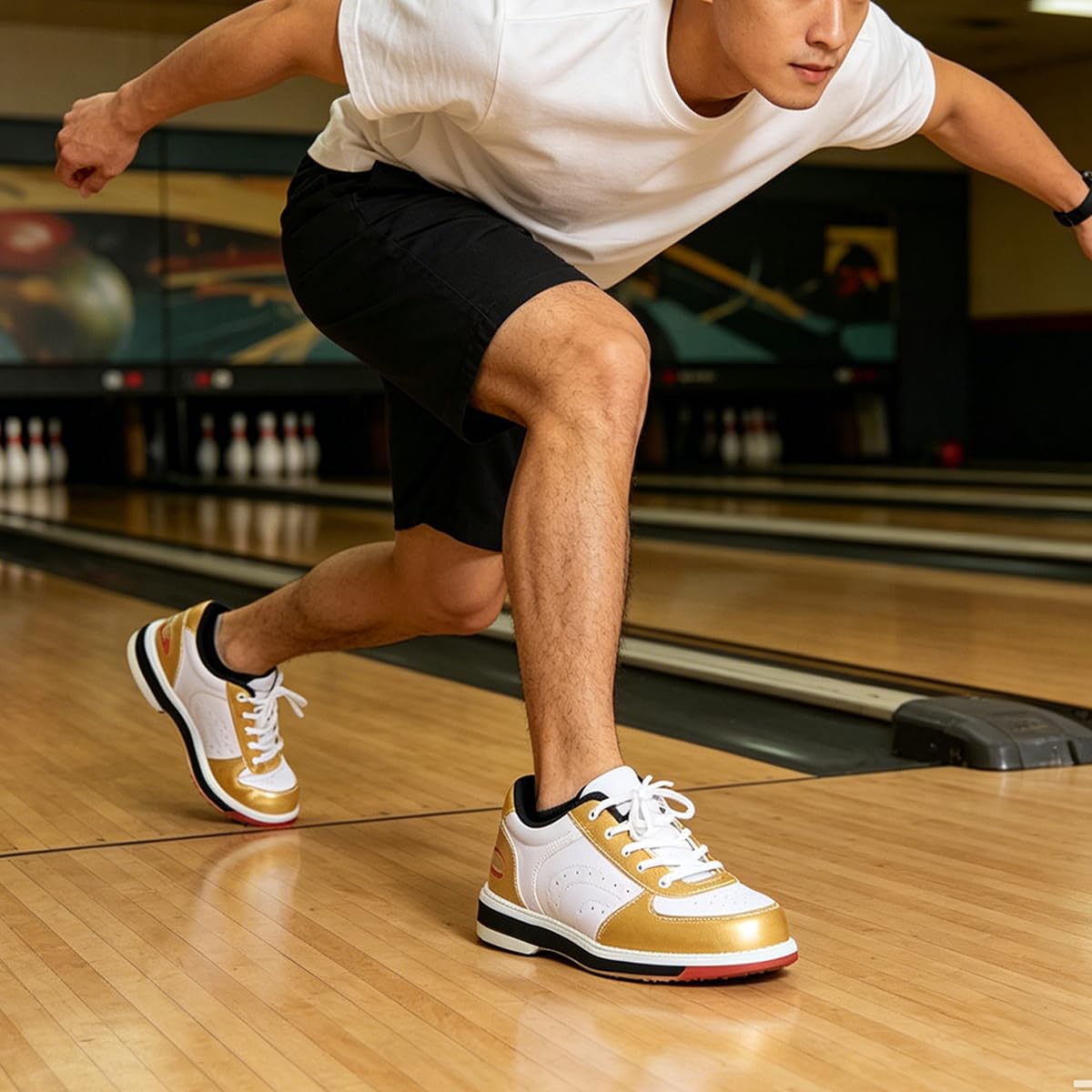 Scarpe da Bowling Uomo Pelle, Comoda Interno ed Esterno per Principianti Scarpe da Bocce, per Principianti E Avanzati