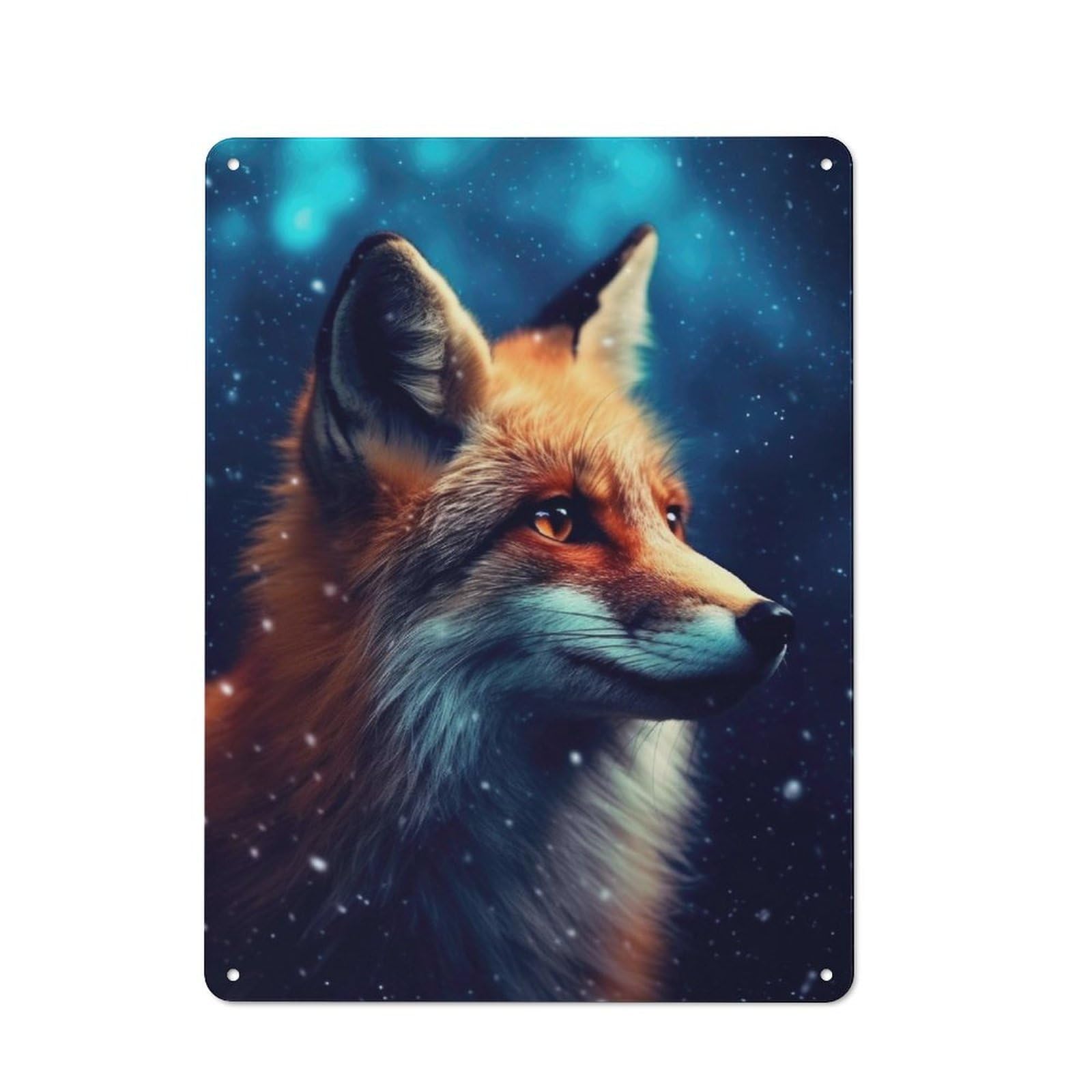 Junmoney Fox Night Galaxy Tin Wall Plaque 40X30cm With For Man Cave Or Games Room, A New Home Present For Leisure-Room Decor Enthusiasts