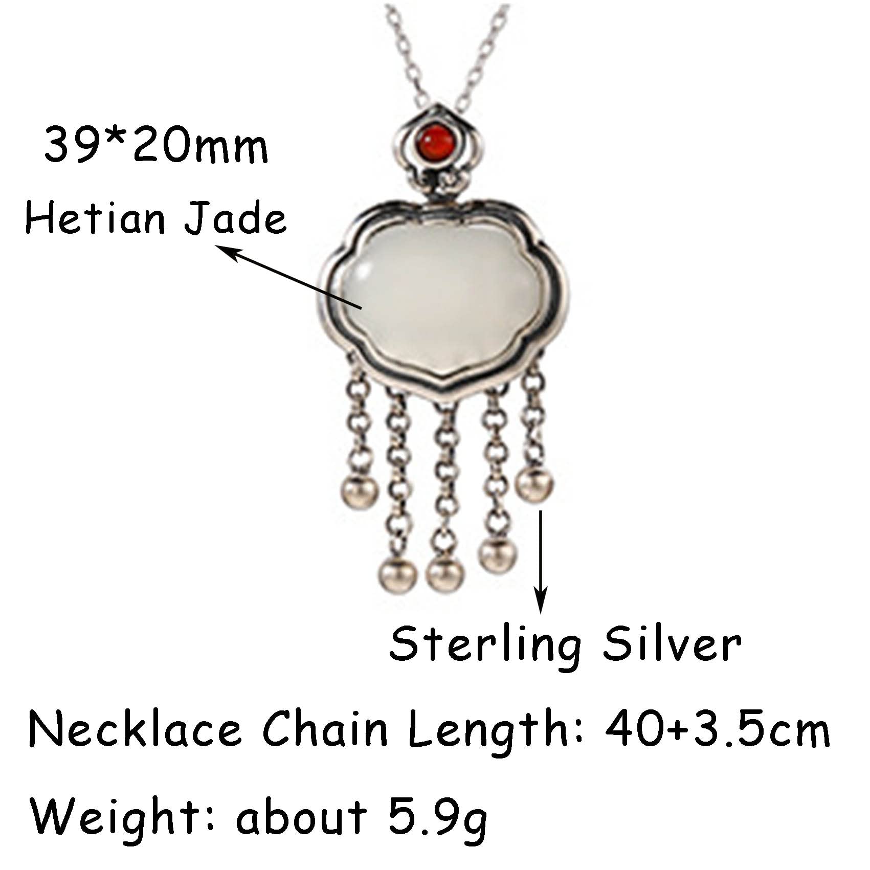 collar de jade verde, Collar Feng Shui Collar de plata de ley for mujer Hetian Jade Ruyi Charm Colgante Collar Jade Amuleto Buena Suerte Riqueza Plata Borla Collar Gargantilla Meditación Joyería 2022