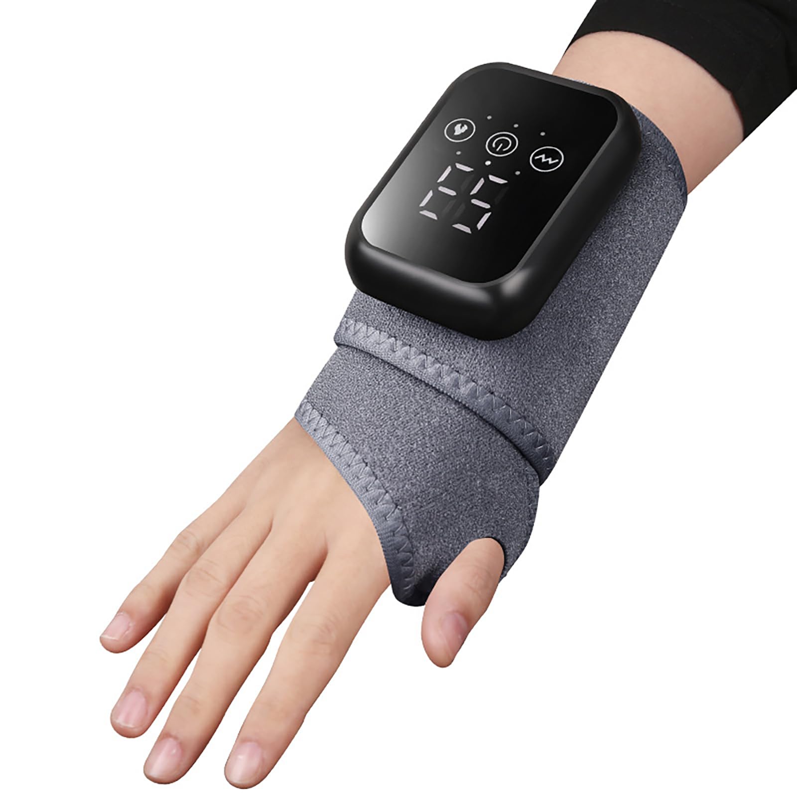 Masajeador eléctrico de muñeca,Almohadilla Térmica Para Muñeca,Masajeador Vibratorio Y Calentador Recargable,Masajeador De MuñEca Ajustable Paraalivios De Artriti, Tendinitis (Gray)
