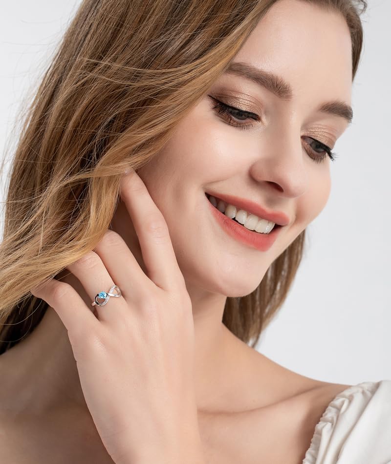 Infinity Promise Rings for Her 925 Sterling Silver Love Heart Engagement Rings for Women Valentine's Day Gift Anniversary Jewelry Size 5-12 - Image 3