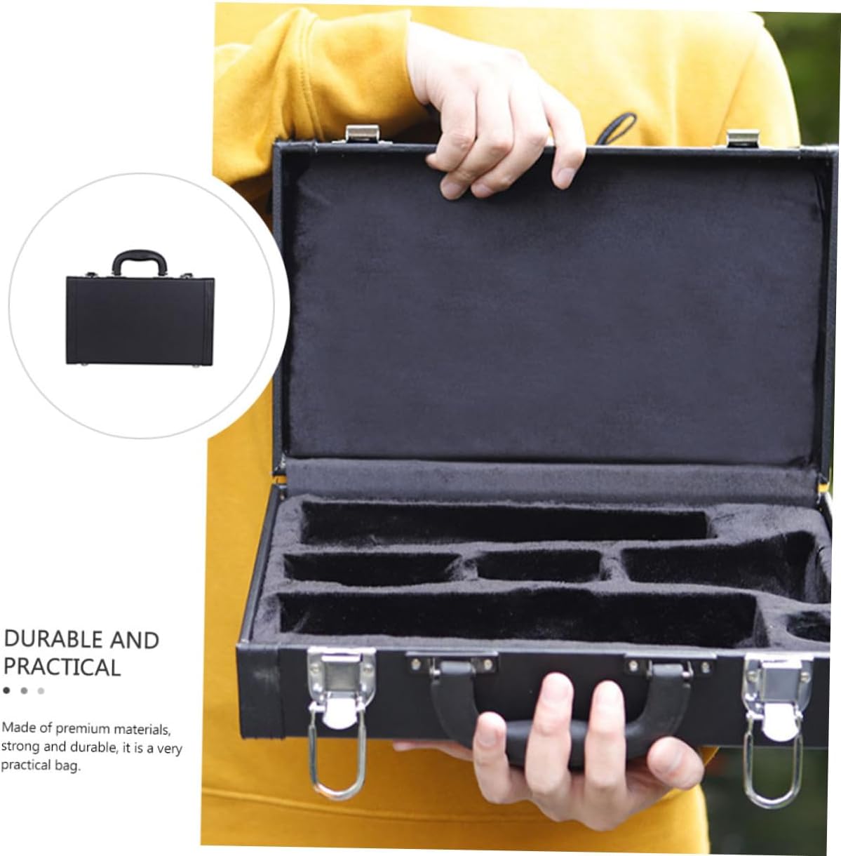 YARNOW Black Shockproof Clarinet Case Padded Lining for Secure Instrument Storage Stylish Hard Clarinet Bag for Musicians The Go