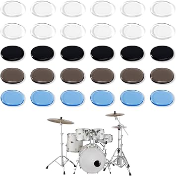 30PCS Drum Dampeners Silicone Pads   Soft Moon Gel Cymbal Tone Control Pads   Drum Muffler Pads for Drumhead Silencing Transparent, Brown, Blue, Black