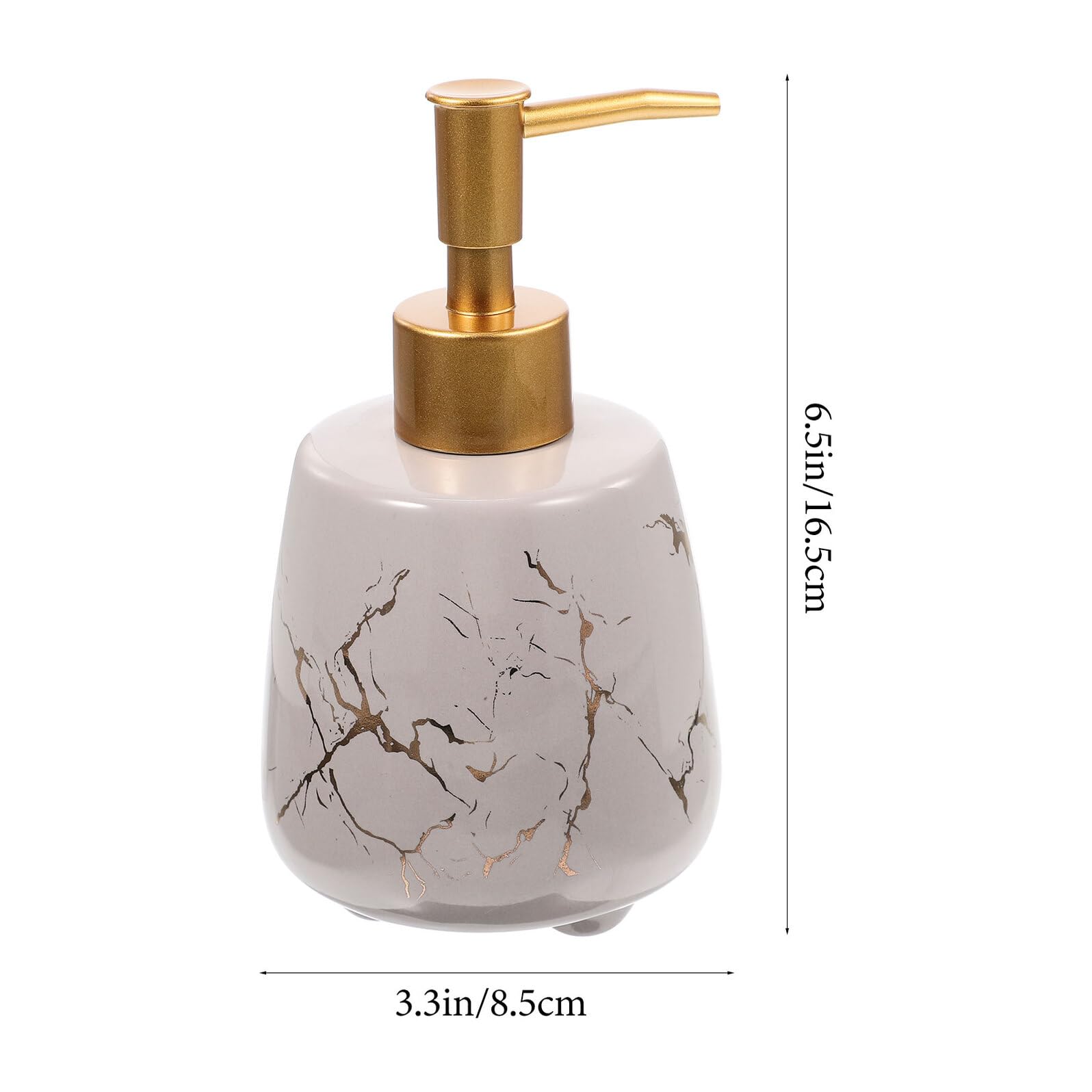Dispenser di Sapone in Ceramica Ricaricabile Pompa a Pressione Bottiglia per Lozione da Bagno e Cucina Design Grigio Marmo Resistente alla Rottura per Uso Domestico e Regali