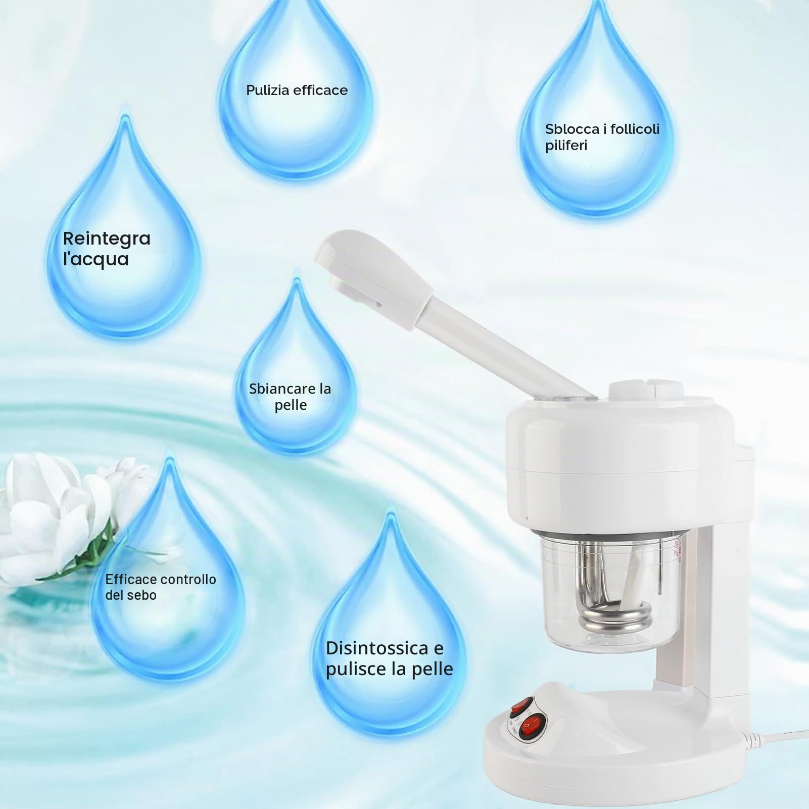 Vaporizzatore Facciale, Umidificatore Idratante, Vaporizzatore Viso per Salone Spa, Facciale Sauna Portatile Cura Personale della Pelle SPA (EU)