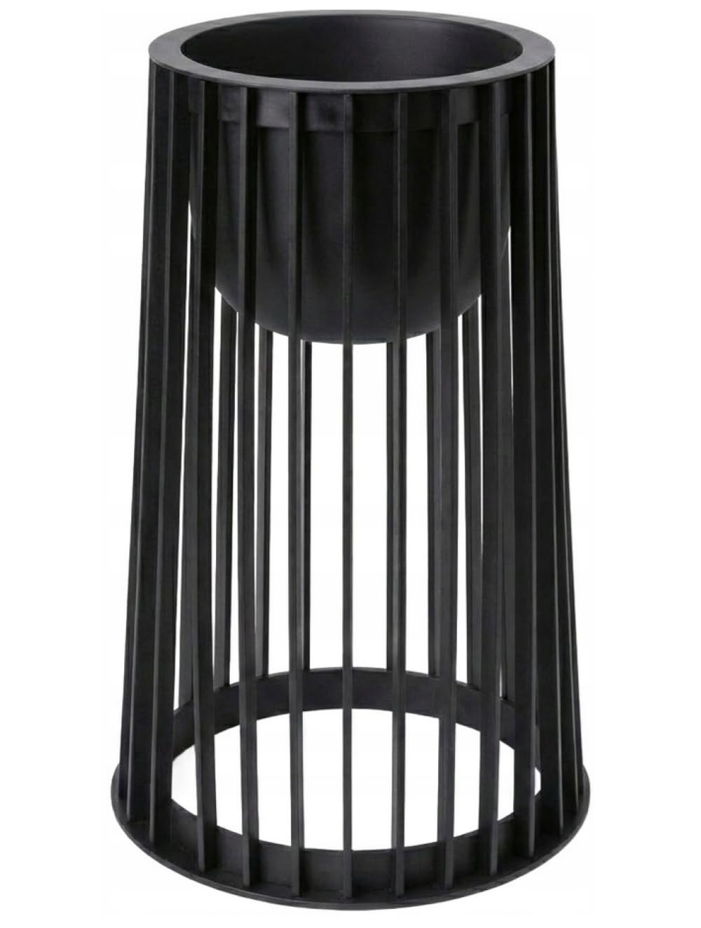 SPARKLE PLANTS Modern Slatted Plant Pot Stand – Reversible 2-in-1 Indoor Outdoor Planter Holder with Insert or Shelf Option – 40cm / 54cm (Big Black Stand + Small Black Insert)