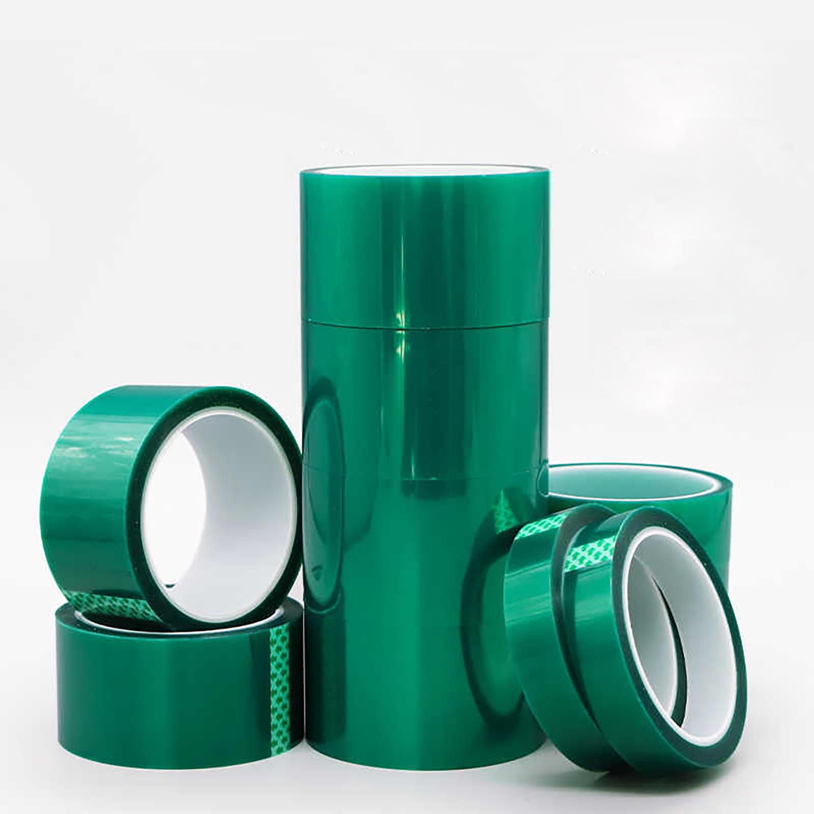 2 Rollen mit 0,06 mm dickem 10 mm-60 mm PET grünem hochtemperaturbeständigem Klebeband mit Einer Länge von 66 Metern / 216,54 Fuß säure- und alkalibeständigem Schutzband,50mm