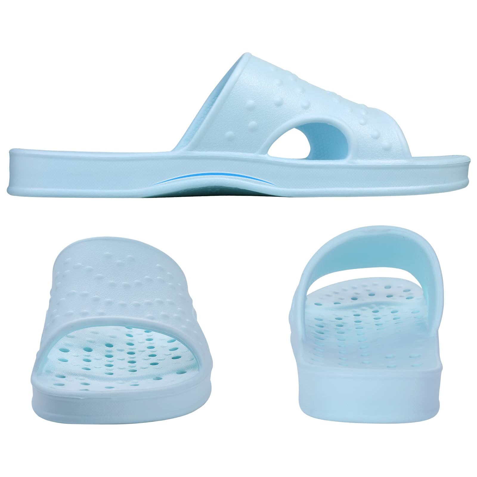 Sandalias de ducha de secado rápido, pantuflas de baño, de gimnasio, suela suave, pantuflas para el hogar con punta abierta., Azul 5