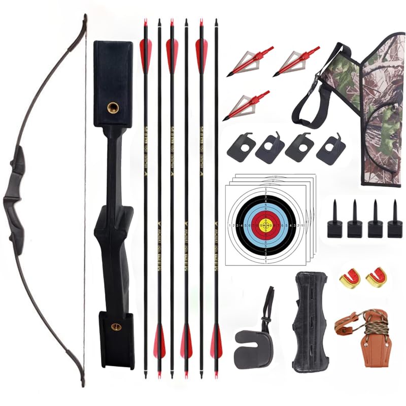 Tianqi Archery Recurve Bow for Adult Beginner, Left and Right Handed Recurve Bow and Arrow 20-40lbs Takedown Bow Set Easy to Assemble (20 lbs)