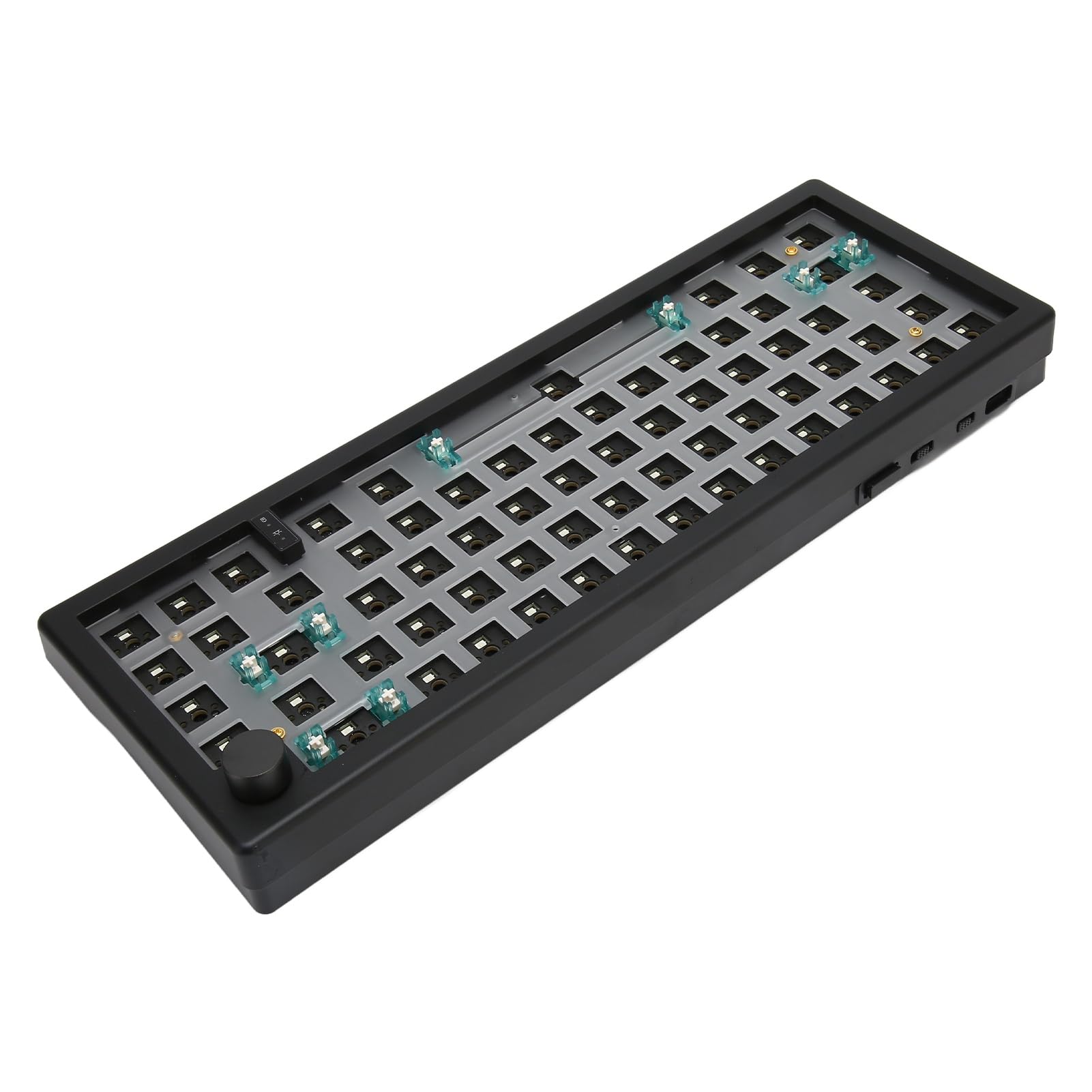 Kit de Teclado Mecánico DIY de 67 Teclas, Estructura de Junta Intercambiable en Caliente con Cable Inalámbrico 2,4G 5,0 Tipo C, con Perilla RGB para iOS OS X (Negra)