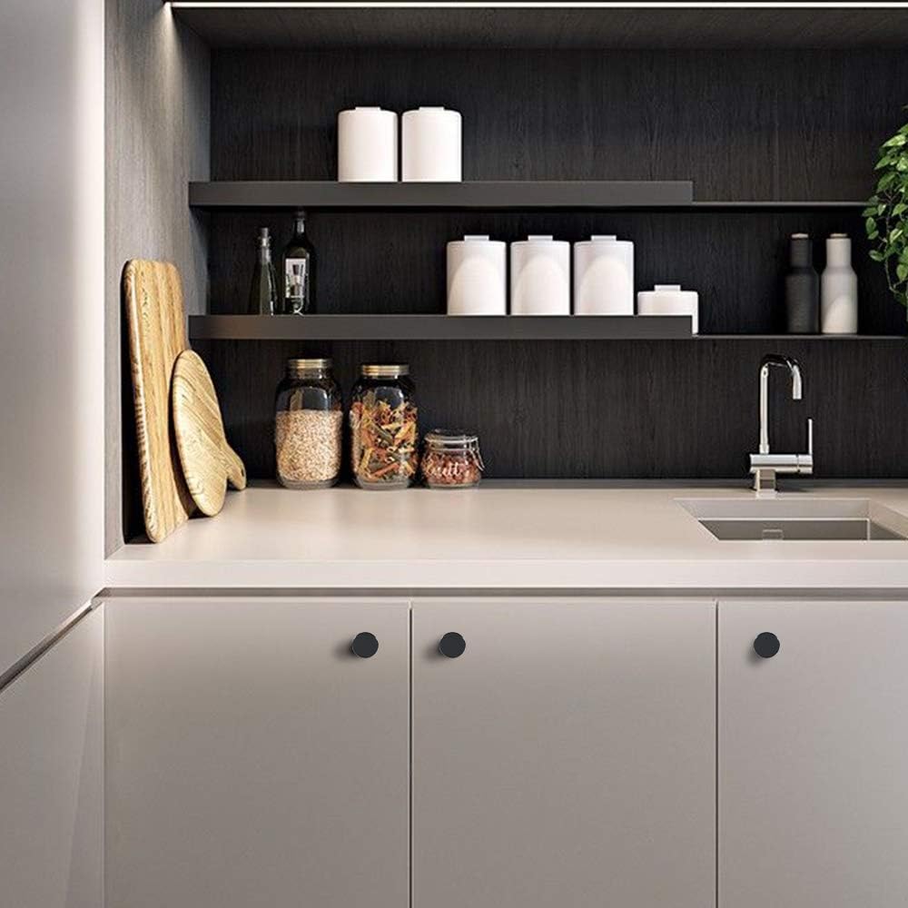 homdiy Black Cabinet Knobs Black Drawer Knobs - LS745BK Solid Round Cabinet Knobs Kitchen Cabinet Hardware Black Knobs for Dresser Drawers, 25 Pack