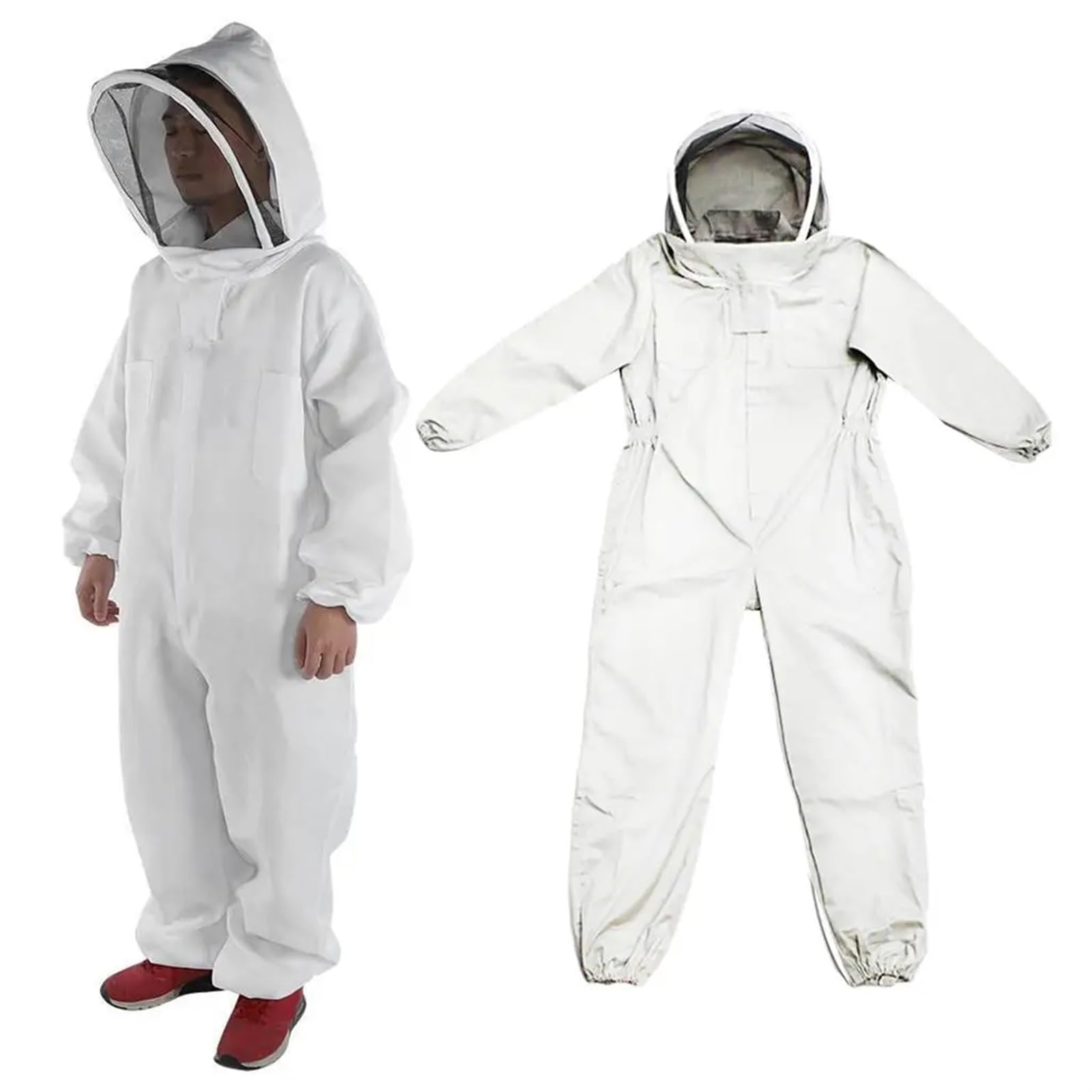 Traje de apicultura cuerpo completo Ropa profesional | Traje de apicultura de protección, chaqueta, velo de seguridad, sombrero, equipo de vestir(A L)