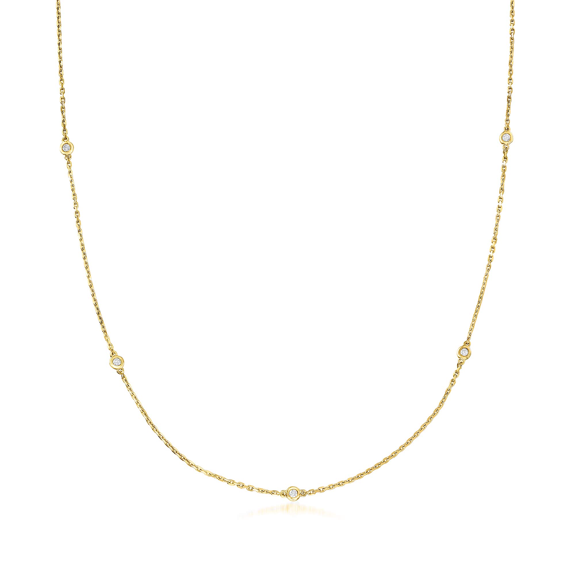 0.25 ct. t.w. Bezel-Set Diamond Station Necklace in Sterling Silver