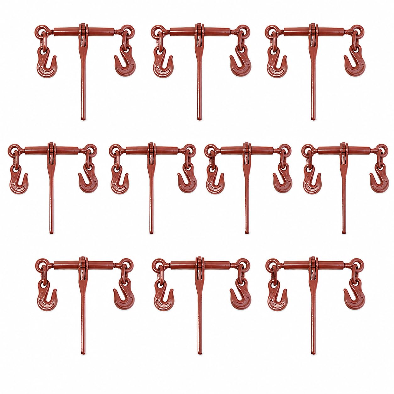 BXRTool US Chain Load Binder with Forged Grab Hooks ¼” – 5/16” -10 Pack - Heavy Duty - Chain Binder Tie Down - 2,600lbs WLL