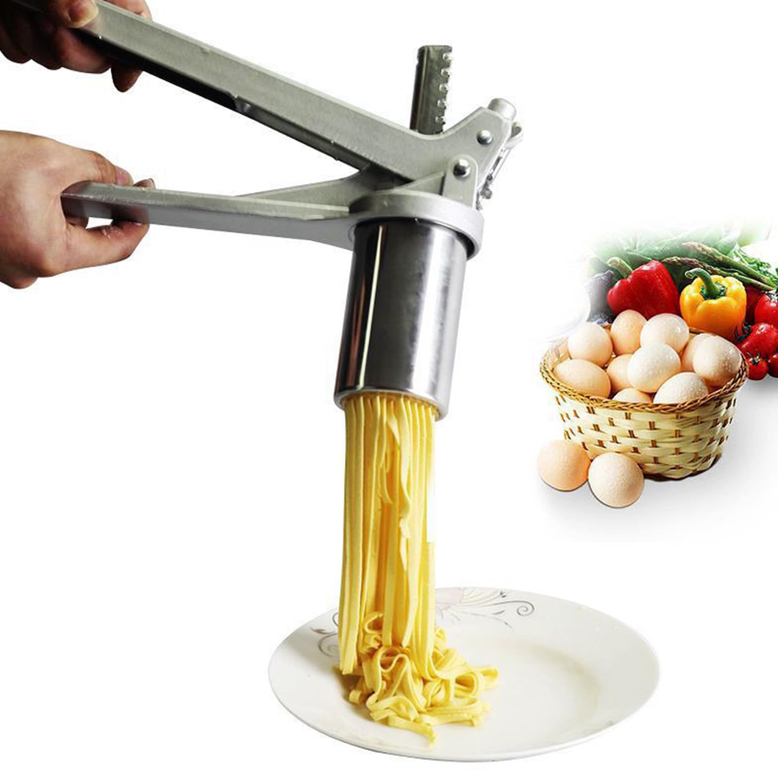 Nudelpresse mit ergonomischem Griff für bequeme Nudeln, aus Edelstahl, effizienter Nudel-Extruder