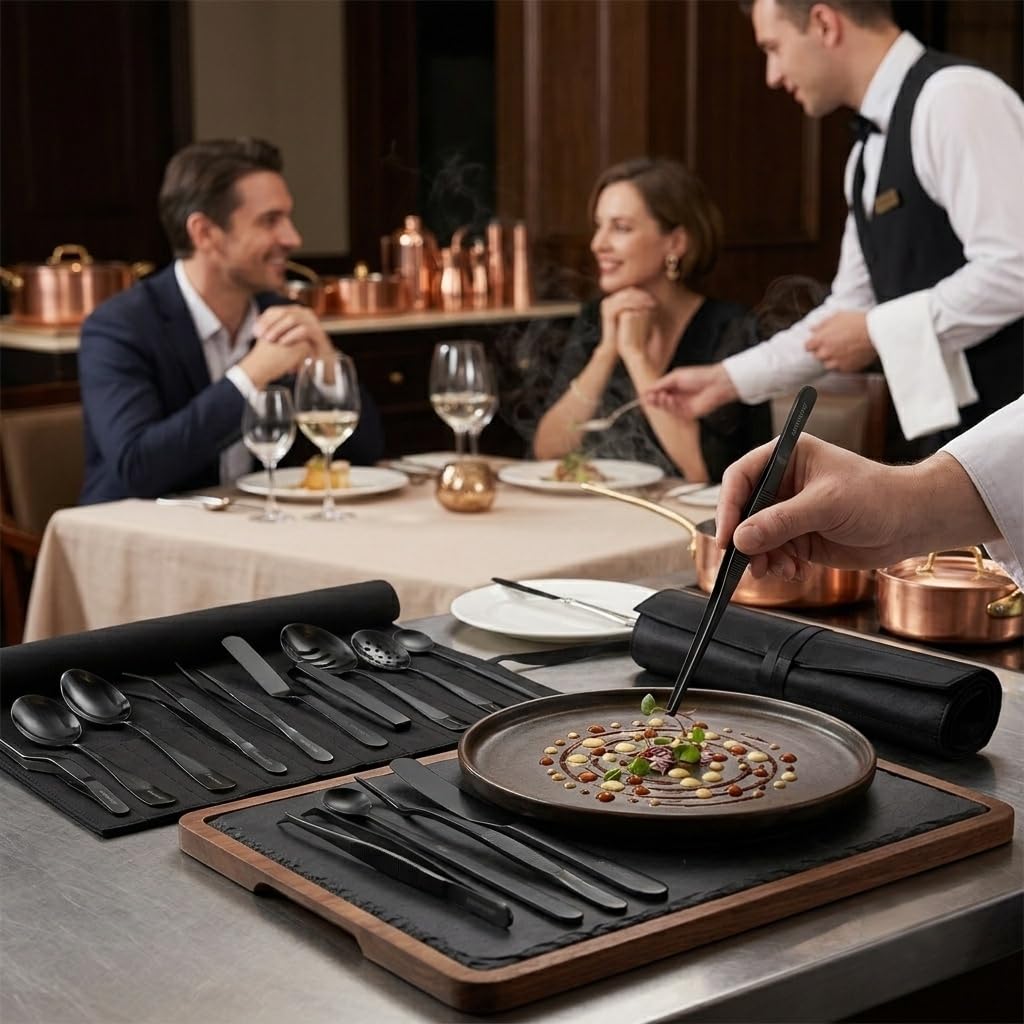 CREATIVECHEF Kit de galjanoplastia profesional de chef 10 piezas, negro, acero inoxidable (10 piezas, negro)