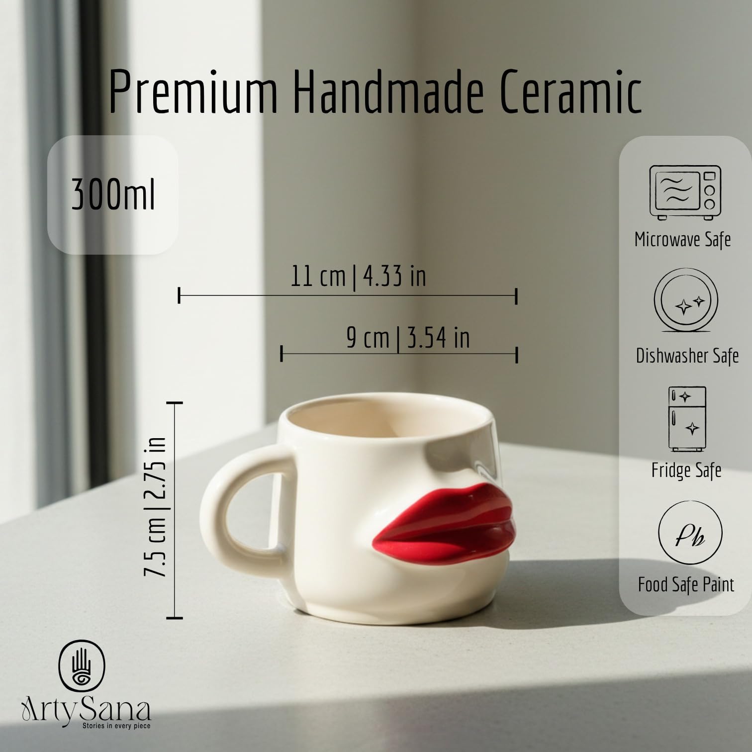 Kiss & Coffee Mug – Tazza in ceramica artigianale – Artistic Design Coffee Cup – Unique Gift for Art Lovers