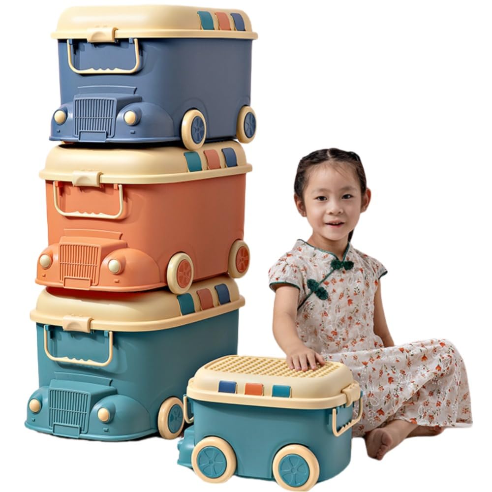 Amazon｜Catonlifer 収納ボックス おもちゃ箱 車の形 蓋とキャスター