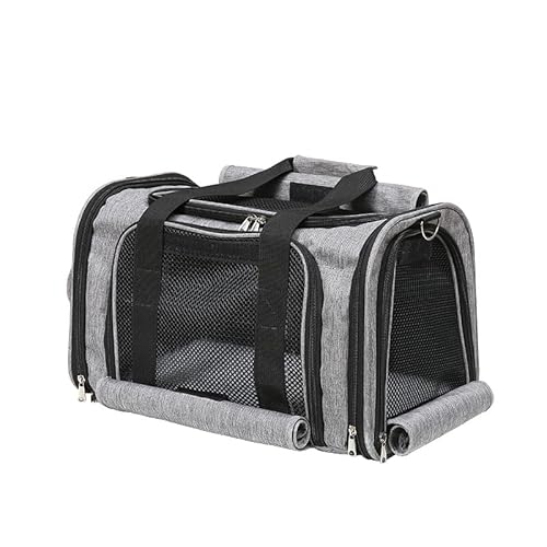 Pet Carrier Bag for Small Medium Cats Dogs Puppies up to 26 Lbs,Steel Frame Dog Carrier,pricacy-Oriented cat Carrier,Collapsible pet Carrier for Easy Storage (Grey, Large:20.9"X12.6"X12.6")