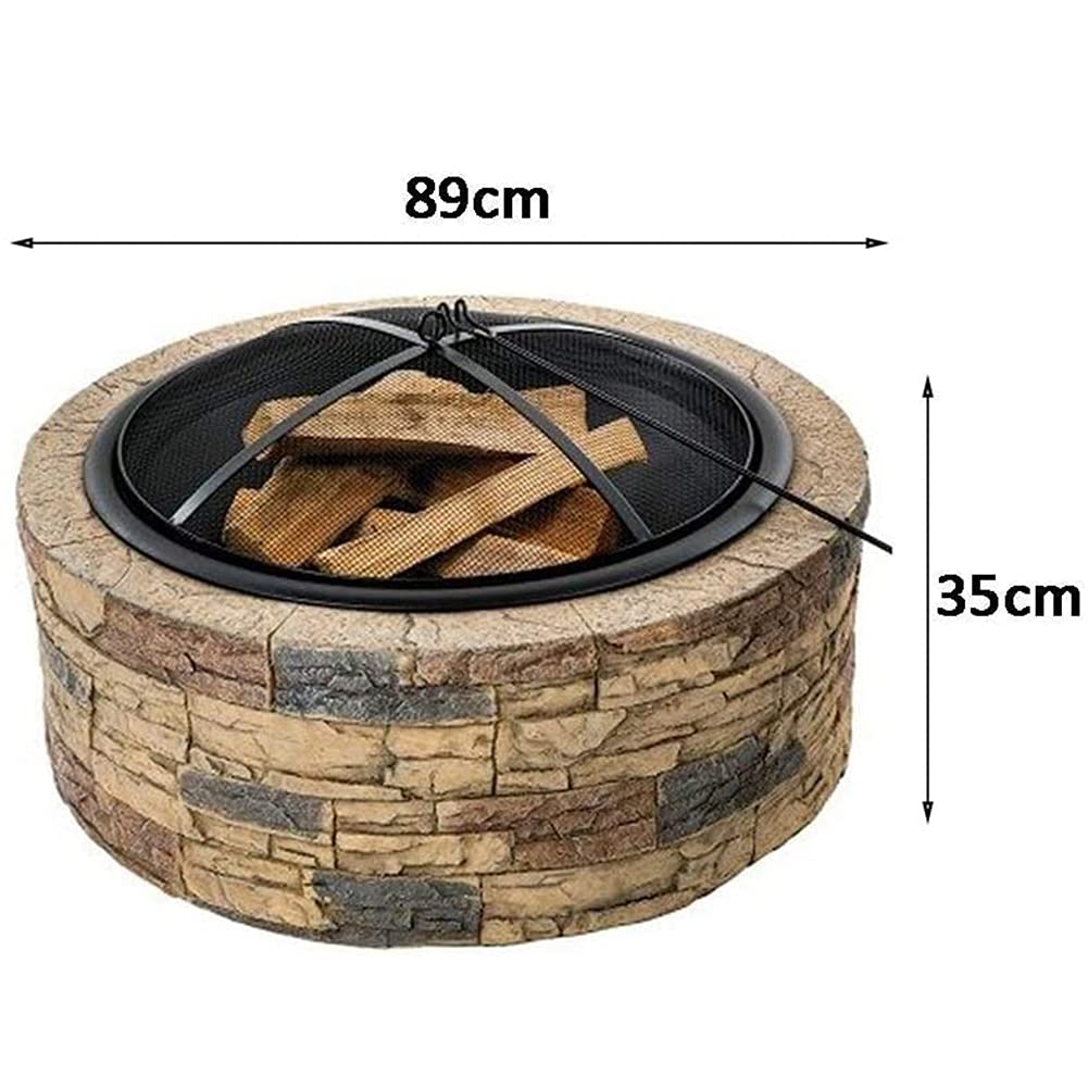 Paisaje al Aire Libre Firewood Calentador, Circular Carbón de leña Calefacción Paja Piedra Piedra Piedra Madera Estufa Gráfica Jardín Decoración del Hotel,A