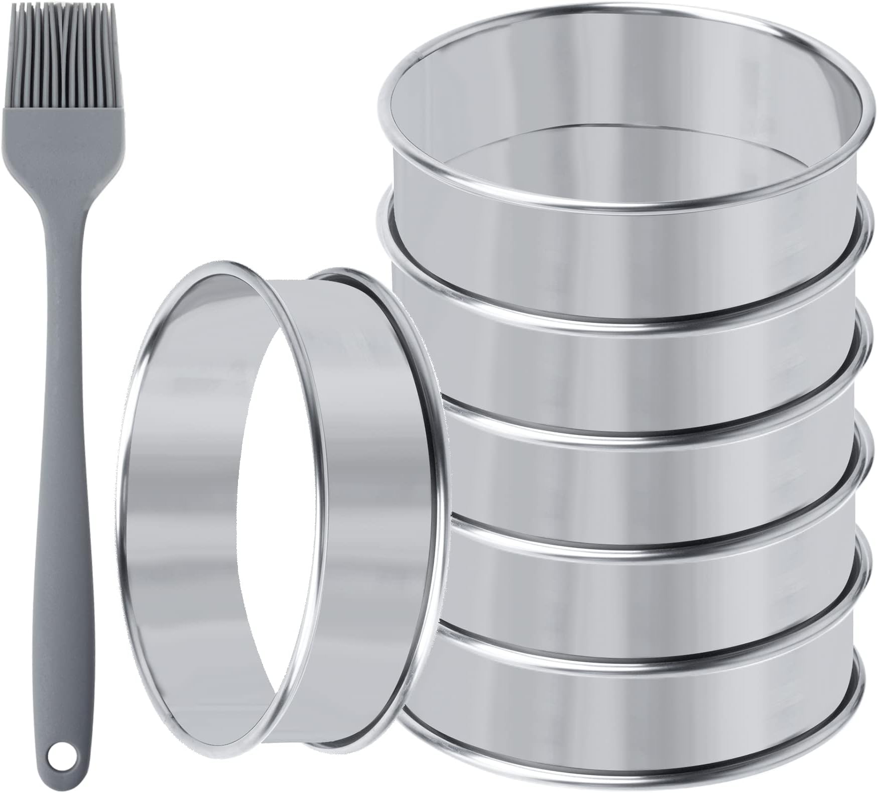 Amazon.com: ZEONHEI 8 PCS 4 Inch English Muffin Ring, Stainless Steel ...