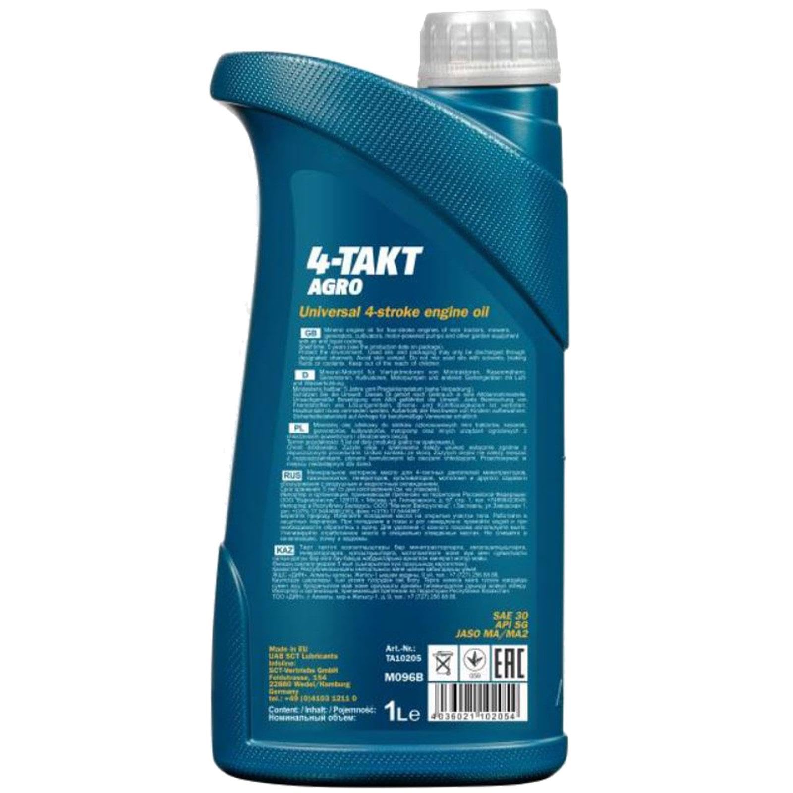 BandelOne enthält 10 Liter Mannol 4-Takt Agro Rasenmäher Traktor Generator Sae 30 Api Sg