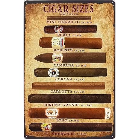 Tatiana Cigars - Vintage Tin Sign Cigar Sizes Vintage Wall Decor Art