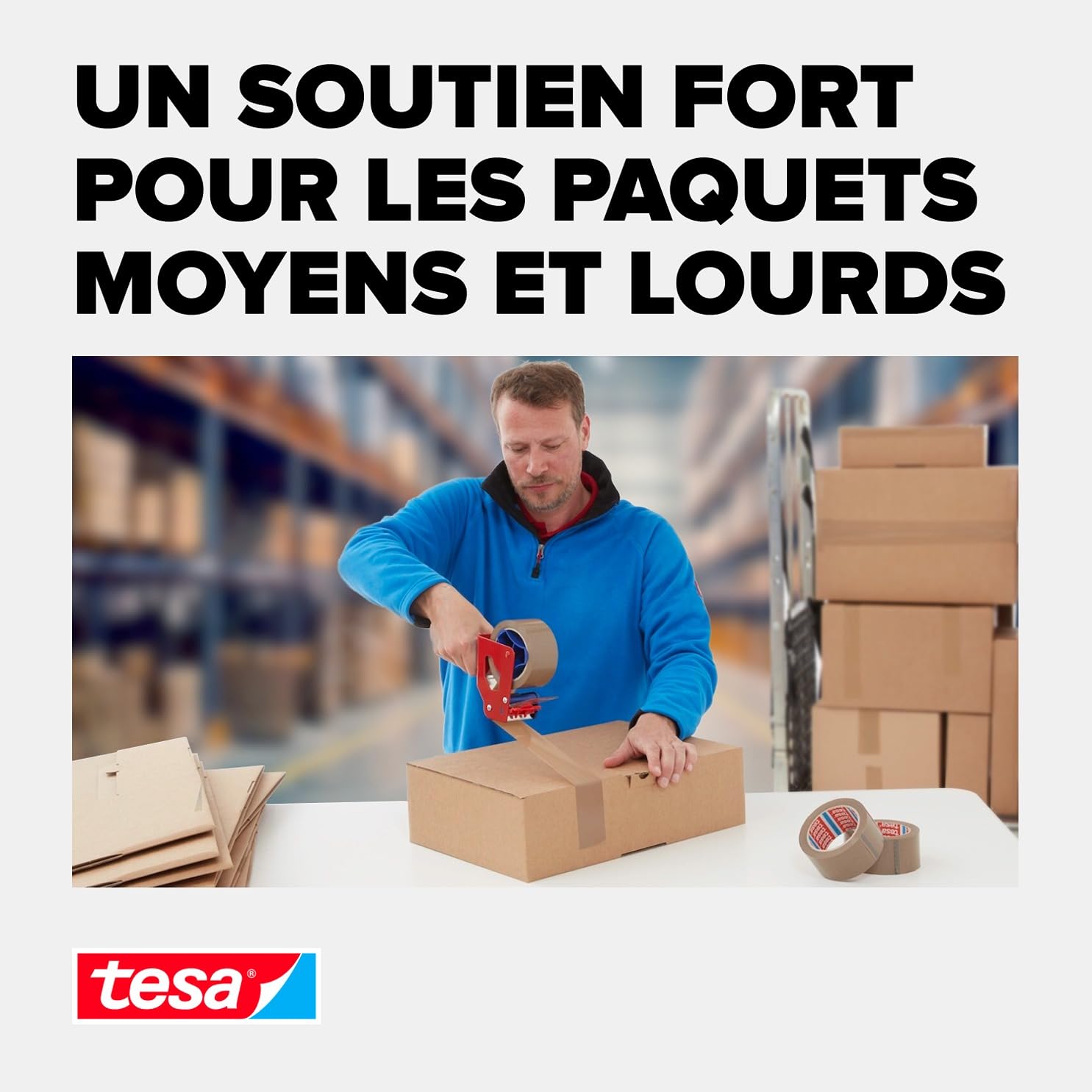 tesapack 4124 Lot de 6 Rubans Adhésifs d'Emballage PVC - Adhésif Premium de Qualité Supérieure pour Emballage de Colis et Cartons - Marron - 6 Rouleaux de 66 m x 50 mm Chacun