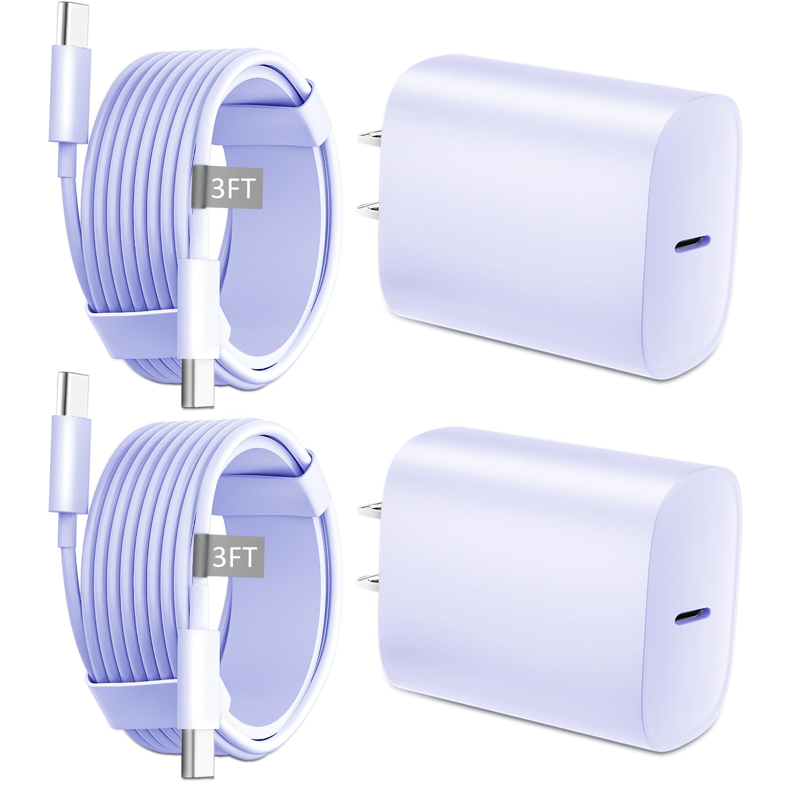 Phone 15 Fast Charger, 2 Pack 20W USB C Fast Charging Block and 3ft Type C to Type C Cable Cord for iPhone 15/15 Pro/15 Pro Max/15 Plus, iPad Pro 12.9/11 inch,iPad Air 5th/Mini