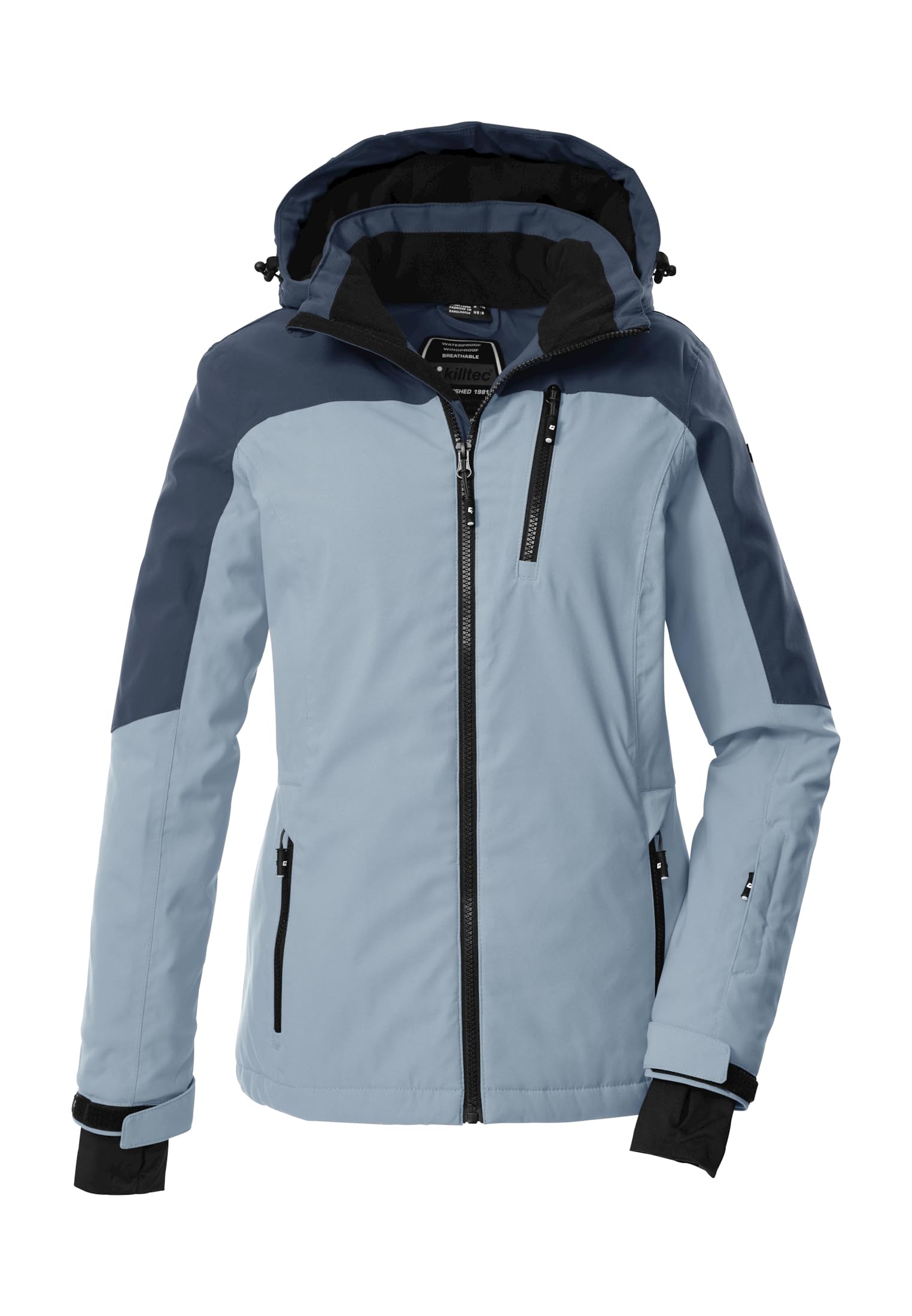 Killtec Women's Giacca trapuntata/giacca da sci con cappuccio staccabile con zip e paraneve KSW 289 WMN SKI JCKT, black blue, 48, 37956-000