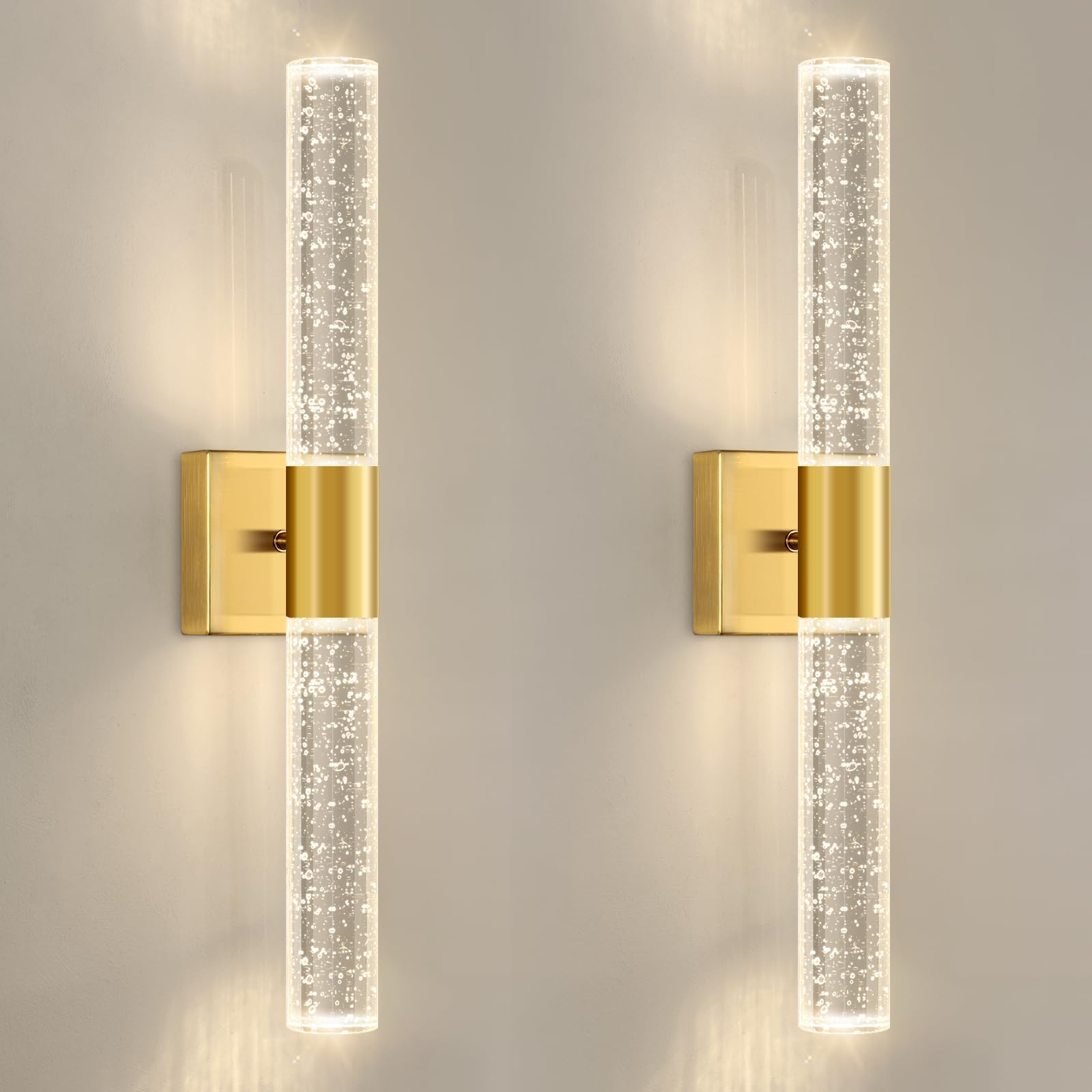 Photo 1 of Brushed Gold LED Wall Sconces, Set of 2