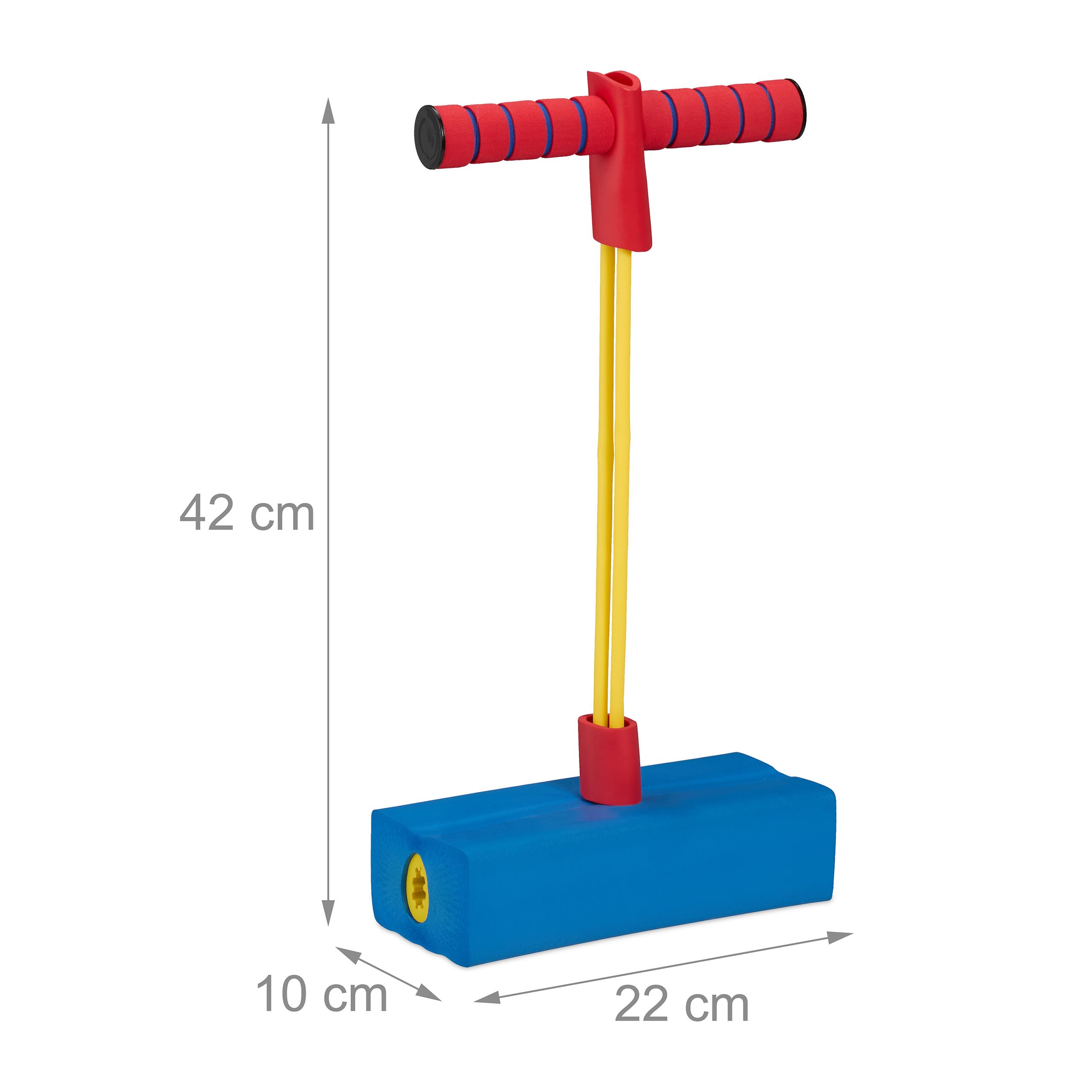 Relaxdays Pogo Jumper pour Enfants, jusqu'à 80 kg, Saut, Bungee, siffleur, Mousse, coloré, 42 x 22 x 10 cm