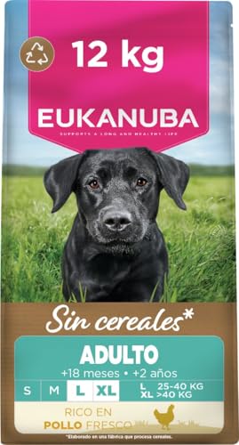 Eukanuba, alimento para Perros sin Cereales con Pollo para Razas Grandes - Alimento seco Premium sin Cereales para Perros Adultos, 12 kg