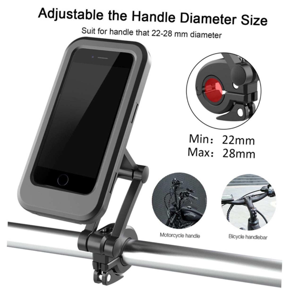 TOPBATHY 1pezzi Supporto Per Telefono Da Moto Adatto Bici e Moto Rotazione Di Saldamente Fissato Al Manubrio Compatibile La Maggior Parte Dei Cellulari e Custodie