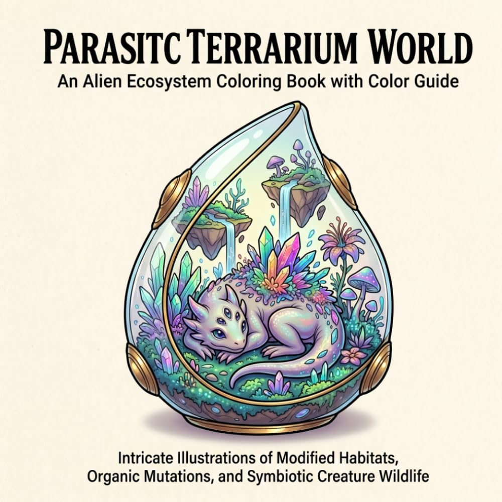 PARSITIC TERRARIUM WORLD: An Alien Ecosystem Coloring Book with Color Guide