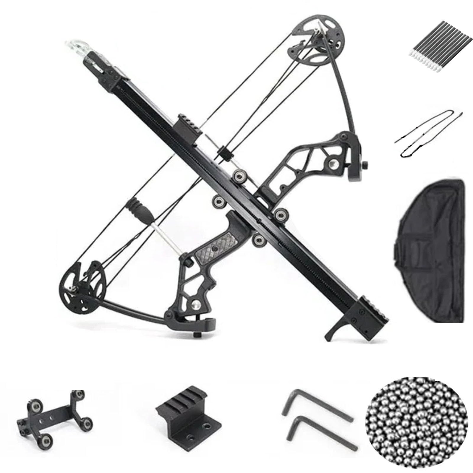 40-70lbs Adjustable Ball Bearing Compound Bow - Right Handed Steel Ball Shooting Hunting Bow Set for Adult Archers