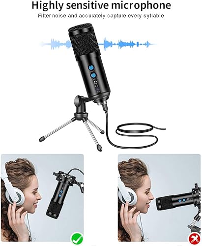 Miniatura 3 de Micrófono USB Profesional Condensador Kit de Micrófono de Grabación para Podcast, Micrófono de Grabación para YouTube, Grabación de Música, Voice