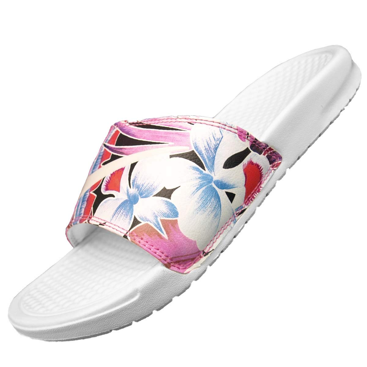 靴 NIKE WMNS BENASSI JDI PRINT 8 Nike Slides Benassi JDI Print White/Metallic Silver/Black Women