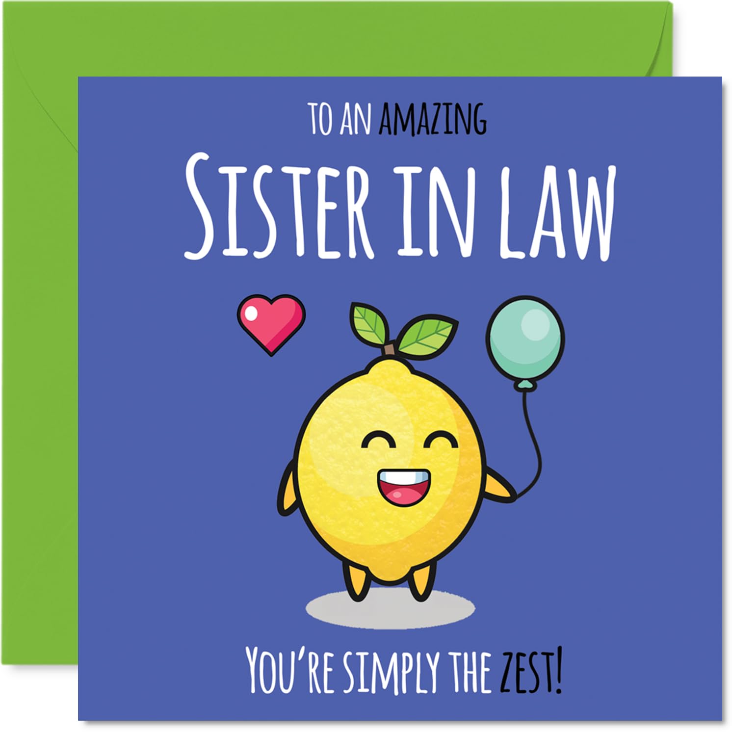 Sister in Law Birthday Card - Simply The Zest - Happy Birthday Card for Sister in Law from Brother Sibling, 145mm cute lemon Bday Greeting Cards