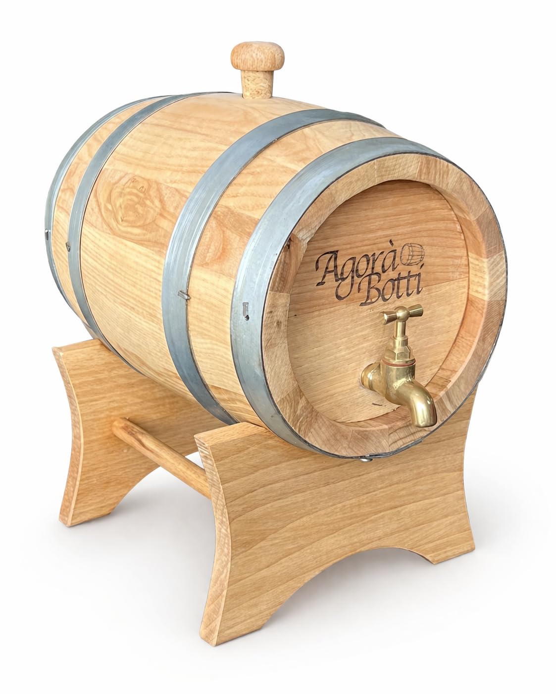 Barril de madera de castaño de 2 litros con grifo de latón