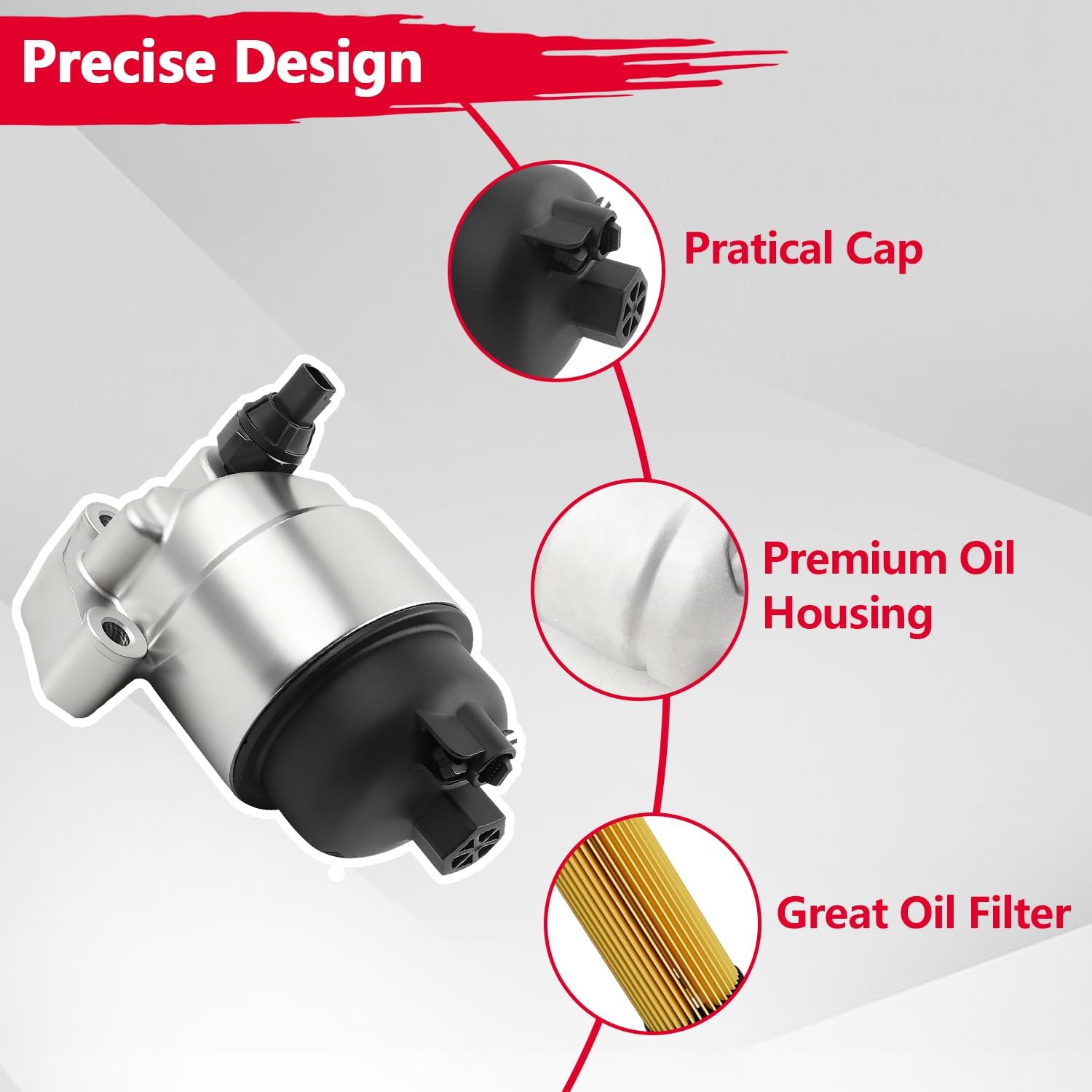 26300-2M000 Upgraded Aluminum Oil Filter Assembly Kit Compatible with 2020-2022 Accent 2020-2022 Venue 2020-2021 Kia Rio, Replaces # 263502s000 26350-2t000 26350-2m000 263002m000