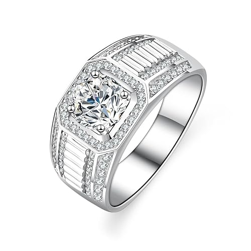 Shimspex Men's Wedding Band in Platinum - 1Ct Ideal Cut Natural Diamond Ring, D Color VVS1 Clarity - Exquisite Token of Love & Commitment - Ideal for Engagement and Anniversary (10)