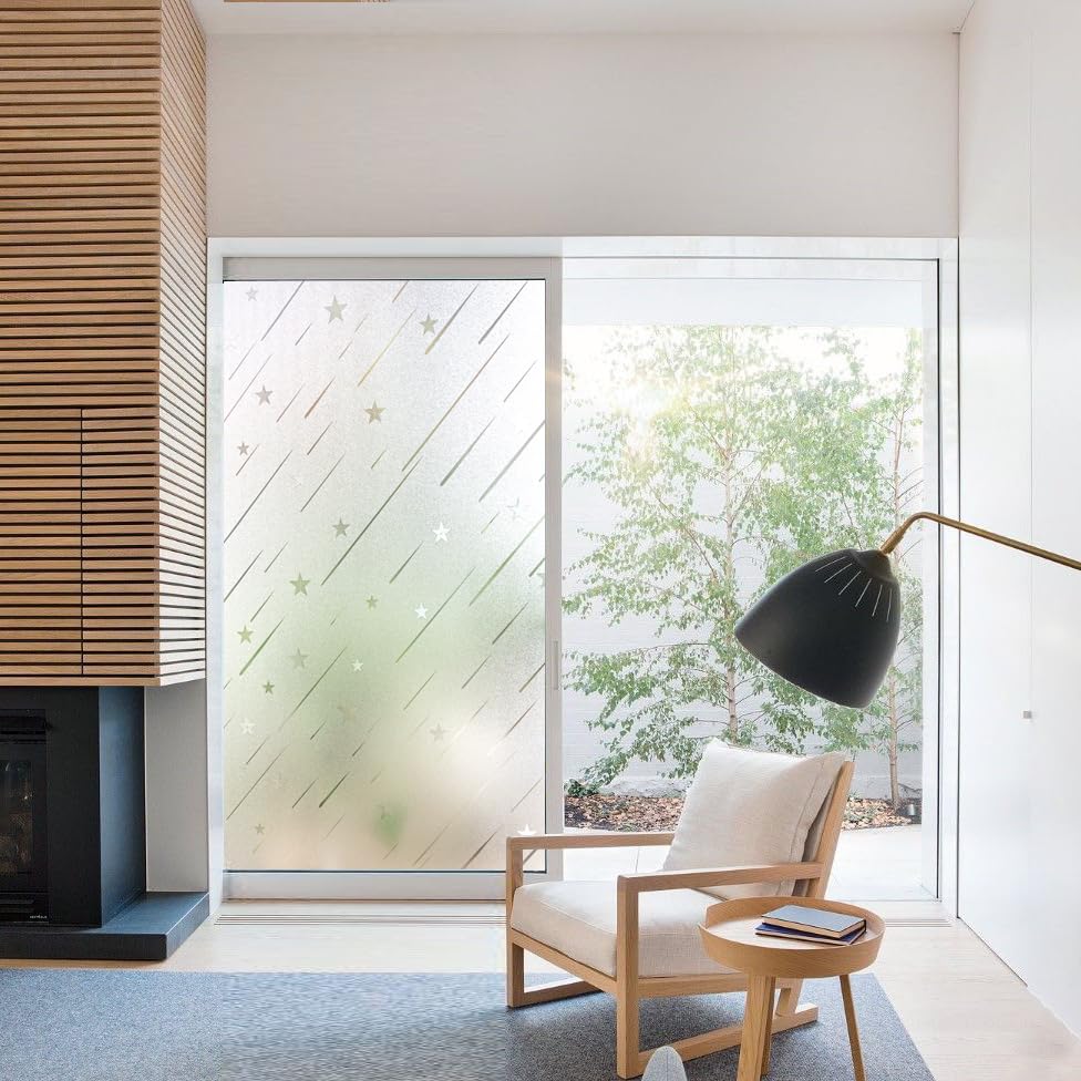 Image of CottonColors Window Film, Blindfold Sheet, UV Protection, Repositionable, 3D Window Glass Film, Privacy Stained Glass, 35.4 x 78.7 inches (90 x 200 cm) (Shooting Star 058)