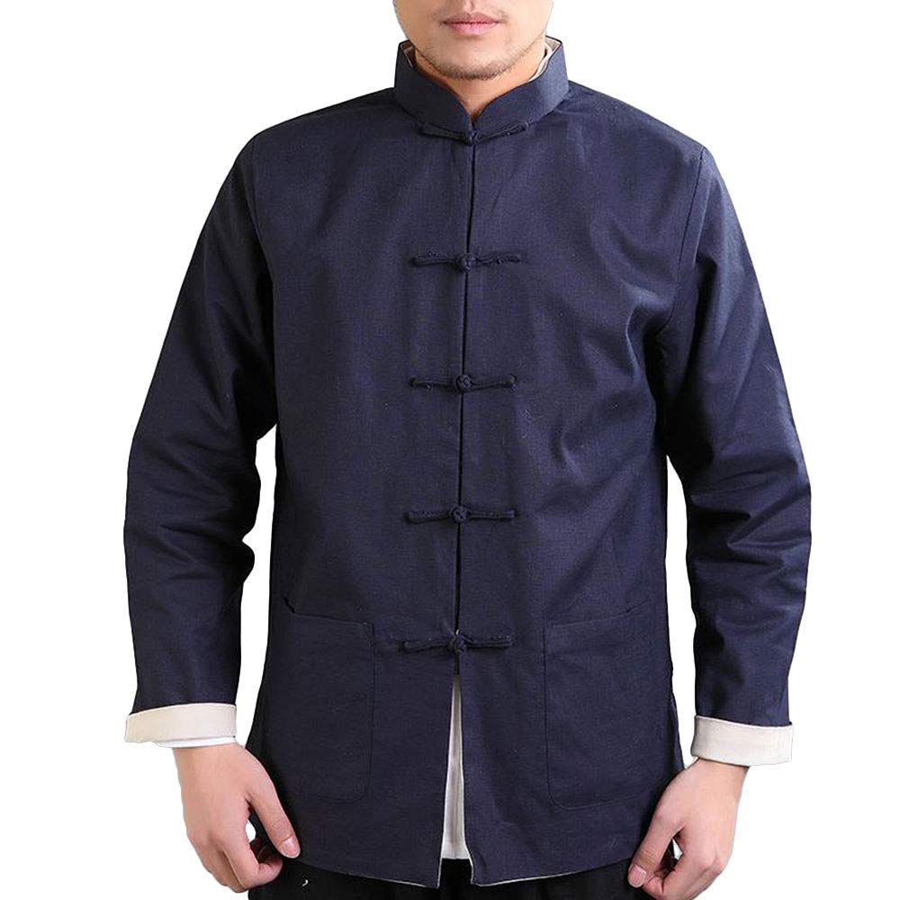 G-LIKE Kung Fu Herren Jacke - Traditionelle Chinesische Kampfkunst Tai Chi Qigong Wing Chun Shaolin Lange Ärmel Training Kleidung Doppelseitig Frühling Herbst Mantel Casual Look